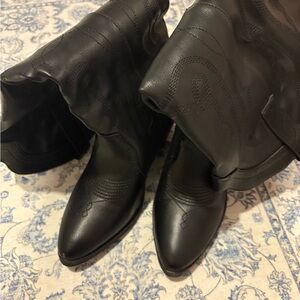 Black Leather Cowboy Boots